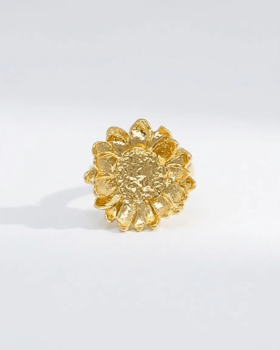 Elise Tsikis Ansou bague fleur or jaune réglable