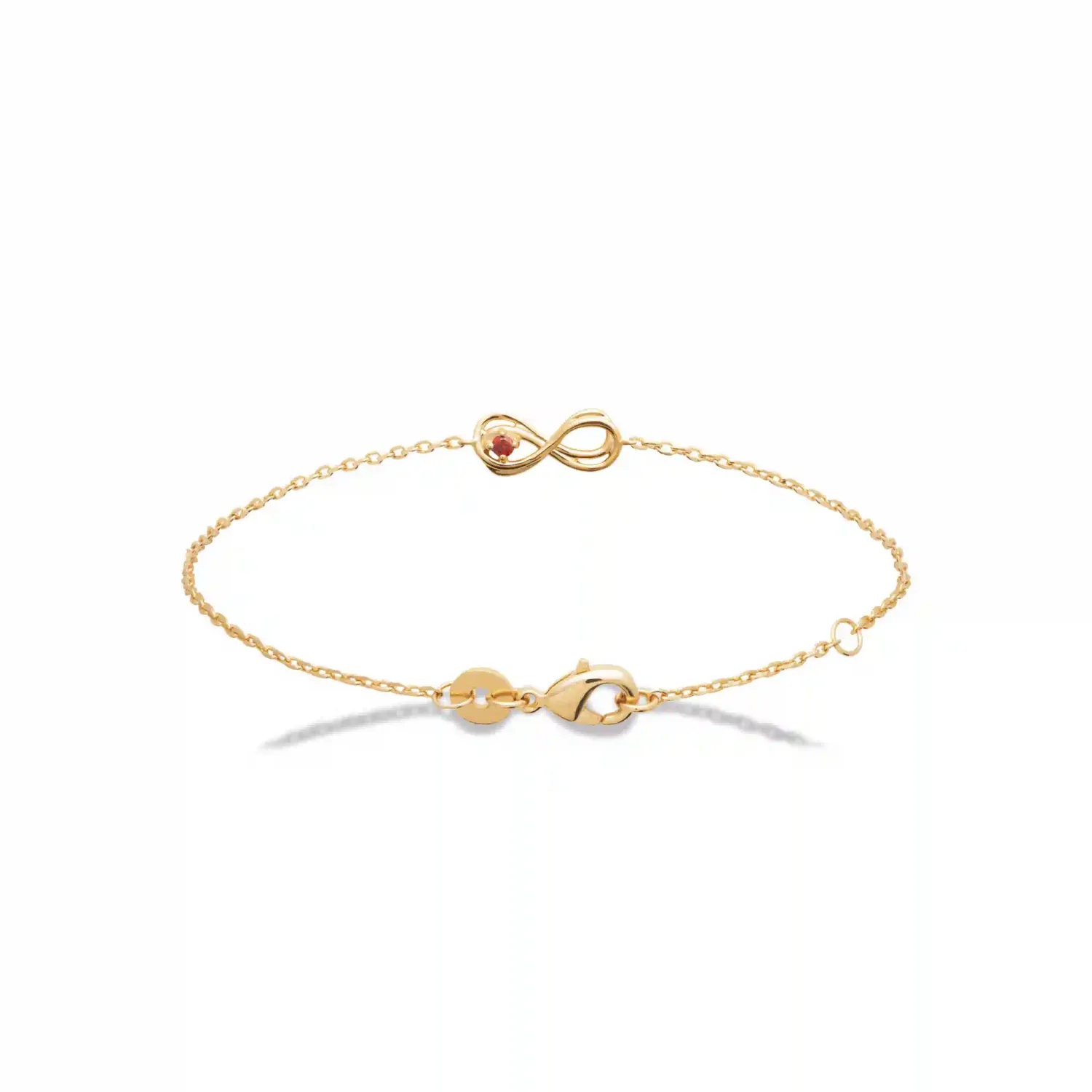 Oriana France bracelet infini pierre rouge plaqué or