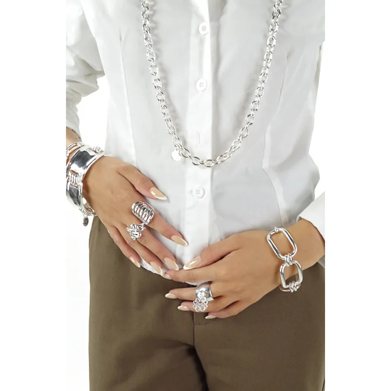 Secret de Cuir N°1501 bague Jie nœud plaqué argent