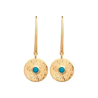 Oriana France ethnique turquoise boucles pendantes plaqué or