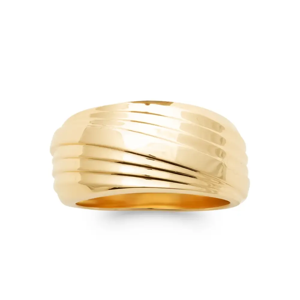 Oriana France Laïs bague plaqué or large striée