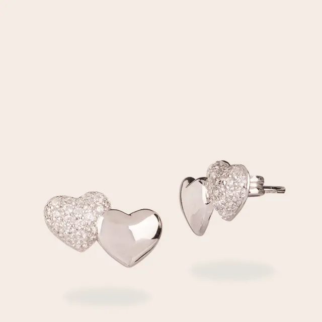 ULTIMA EDIZIONE mini coeur pavé boucles d’oreilles double lobe