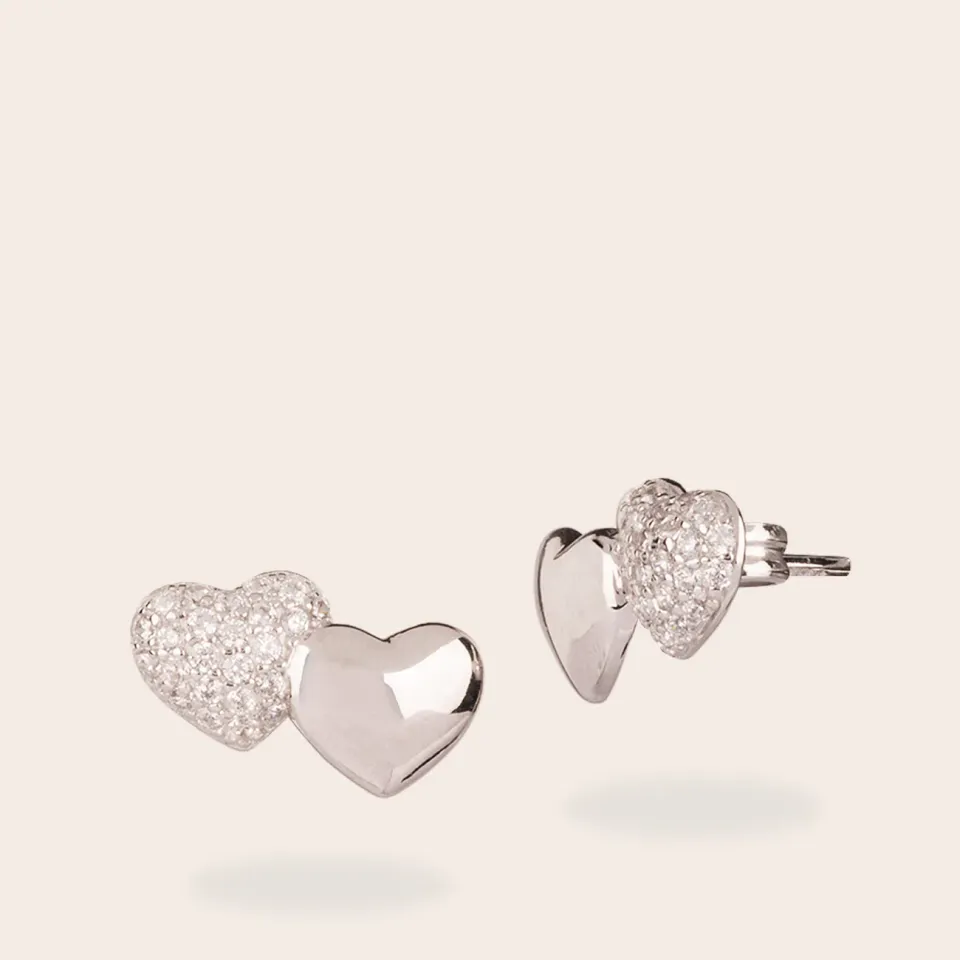 ULTIMA EDIZIONE mini coeur pavé boucles d’oreilles double lobe