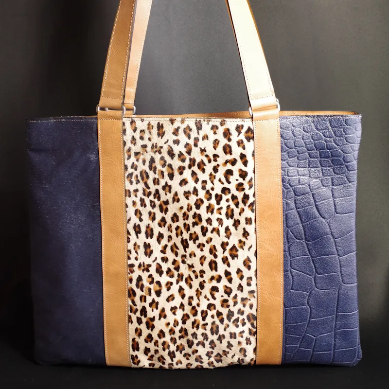 Secret de Cuir totebag PM sac cuir léopard marine