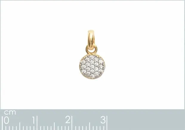 Oriana France pastille ronde pendentif plaqué or diamants