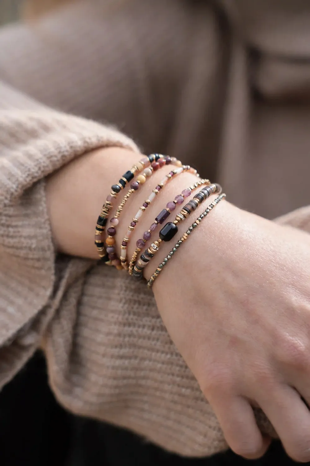 Cloralys Capucine bracelet 15 cm heishi hématite doré
