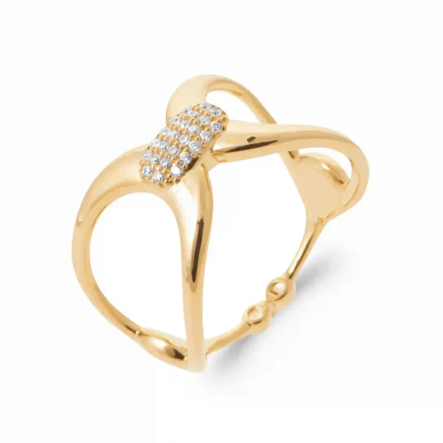 Oriana France bague en plaqué or avec anneau ajouré et zircones