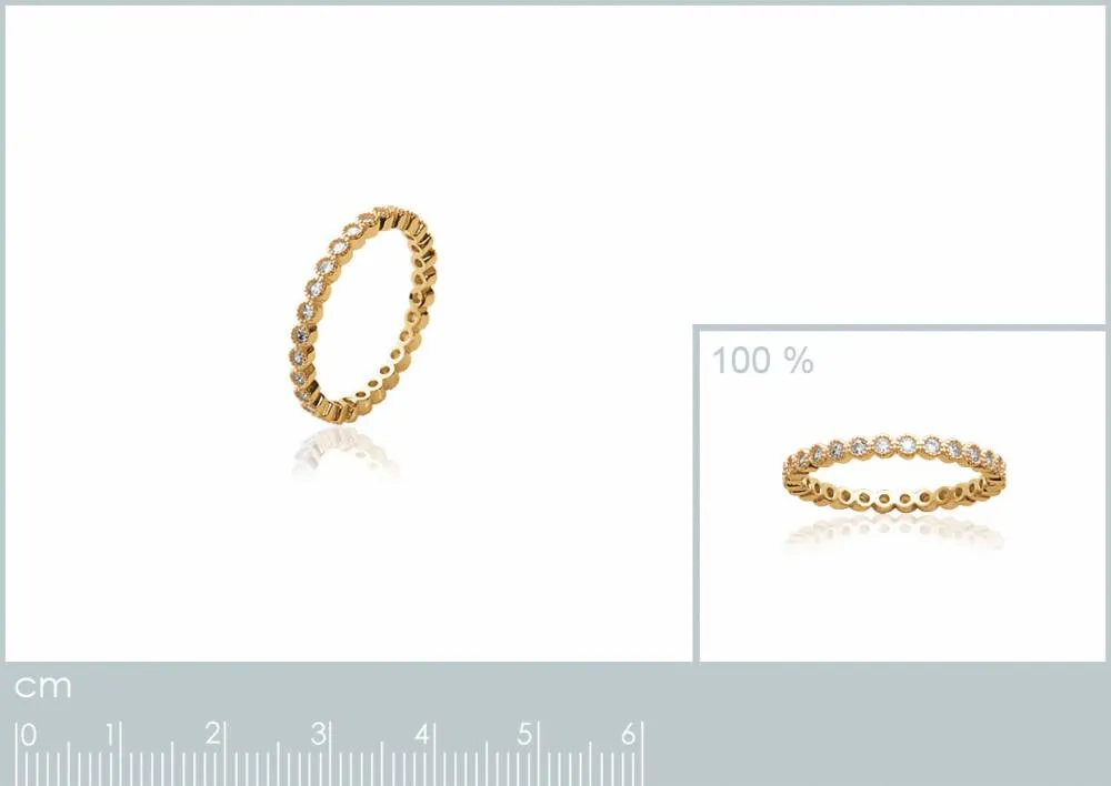 Oriana France bague fine microsertie zircons plaqué or