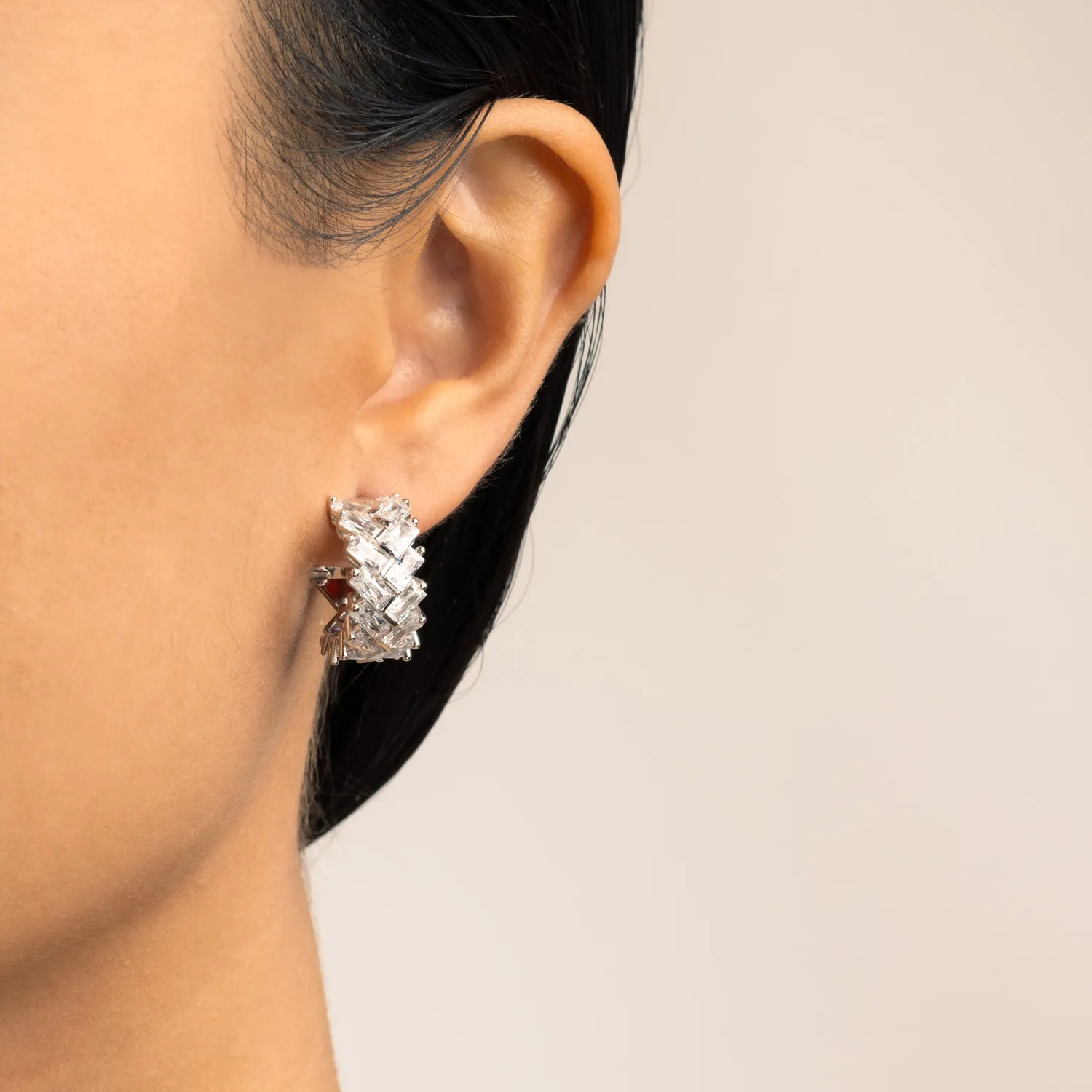 Ultima Edizione Braid taille baguette boucles d’oreilles anneaux éclat