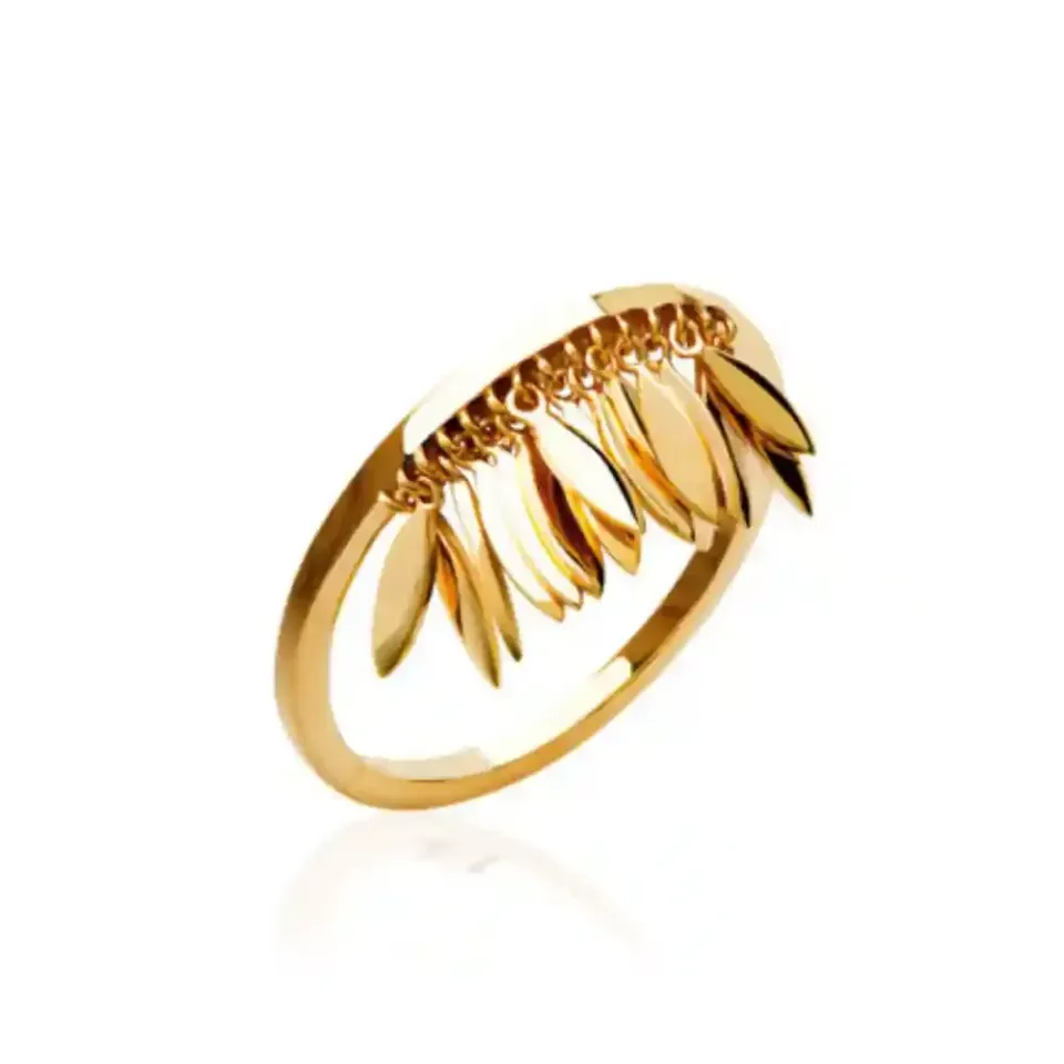 Oriana France bague plumes breloques plaqué or fine