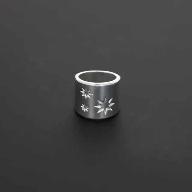 Secret de Cuir N°1309 Bague 3 Étoiles Réglable Argent