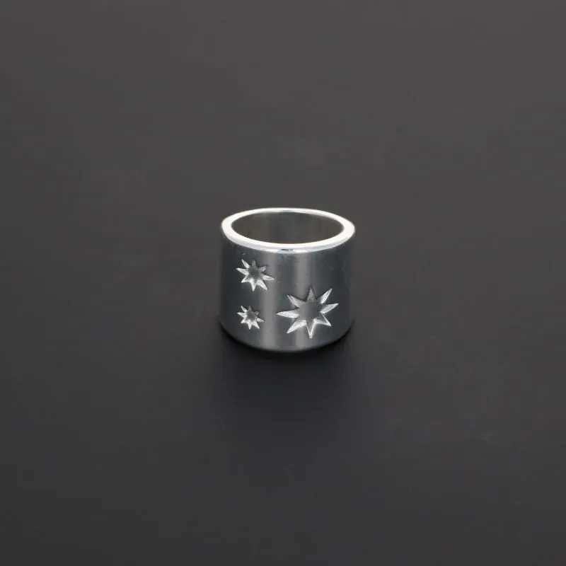 Secret de Cuir N°1309 Bague 3 Étoiles Réglable Argent