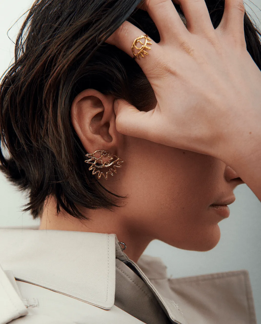 Elise Tsikis Santeria boucles d'oreilles dorées cœur étoile