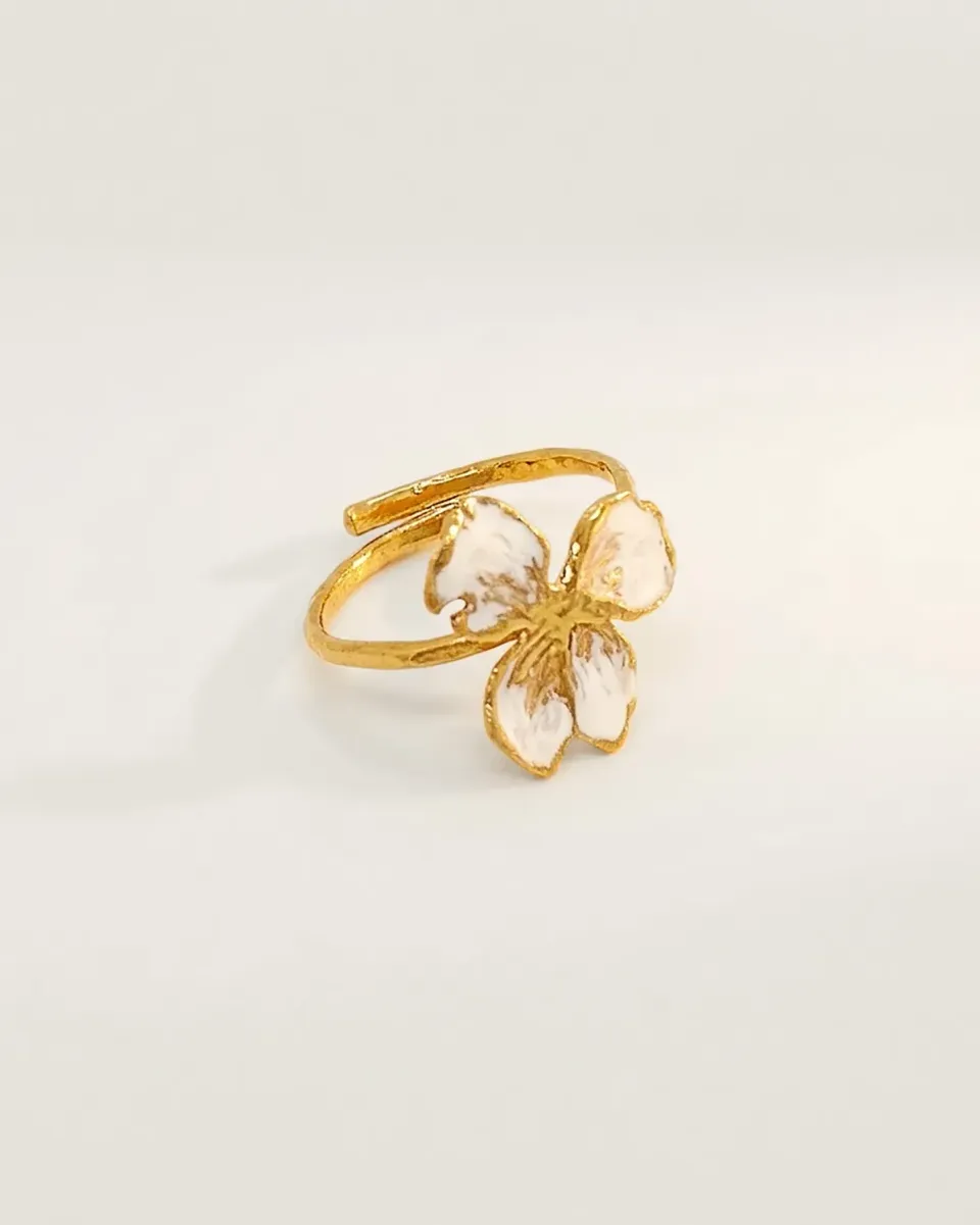 Elise Tsikis Elysia Small bague fleur émaillée