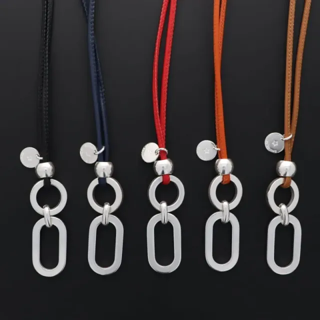 Secret de Cuir N°198 cordon lunettes cuir ovale argenté