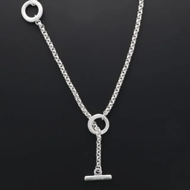 Secret de Cuir N°1030 sautoir 2 bouées plaqué argent