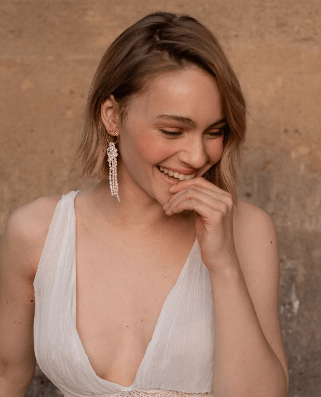 Elise Tsikis Aphrodite Vathiani boucles perles 9,5 cm