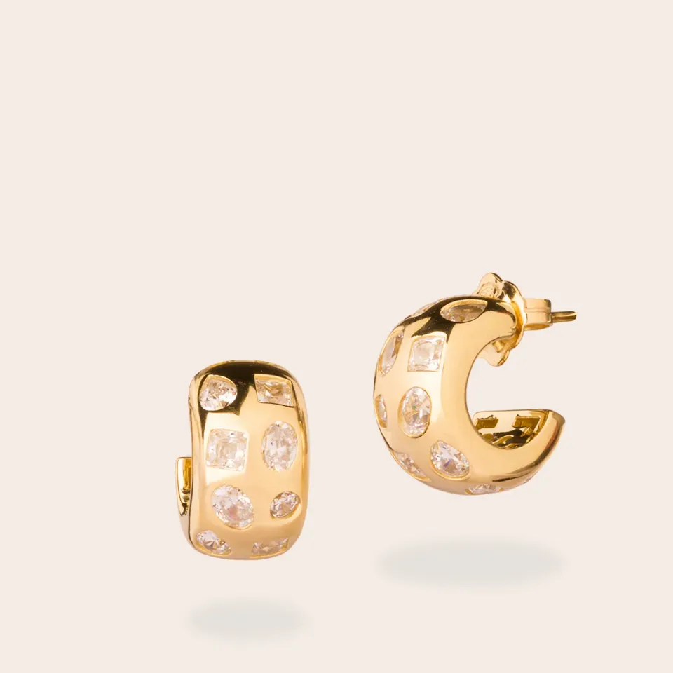 Ultima Edizione Cerchio Liscio boucles d'oreilles zircons blancs
