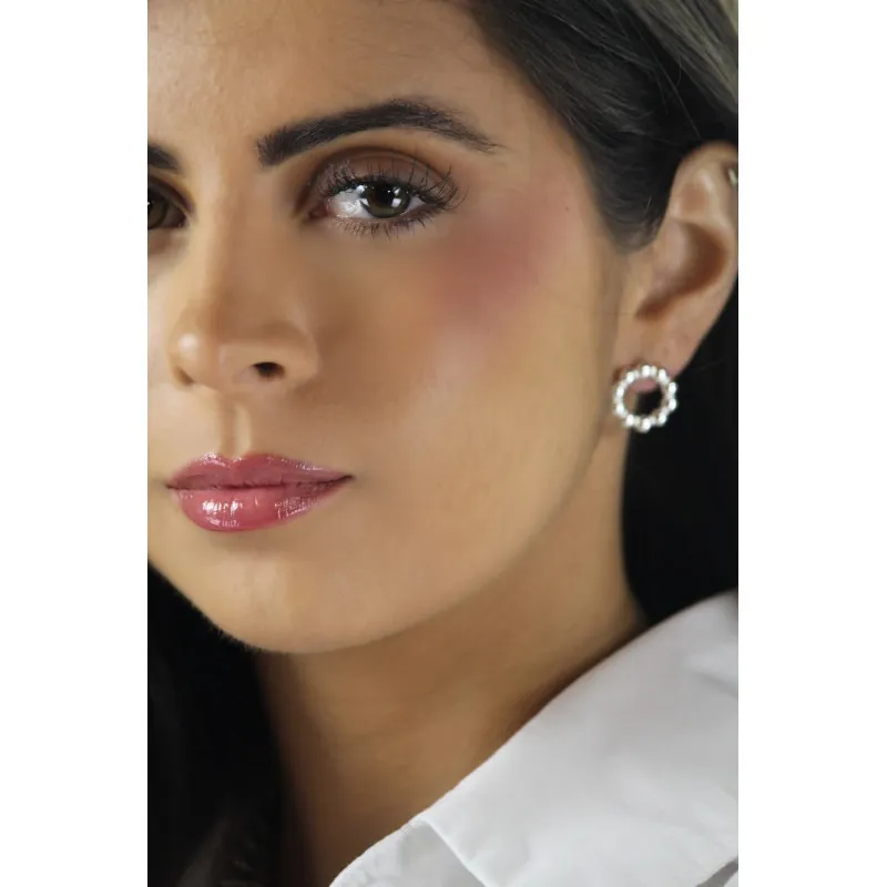 Secret de Cuir N°1418 boucles d’oreilles puce perlée argent plaqué