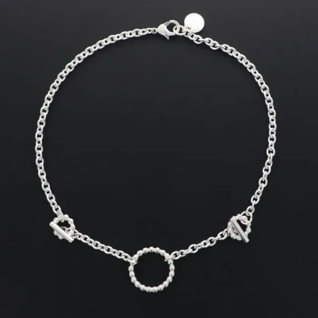 Secret de Cuir N°1426 collier bouée perlée argent plaqué