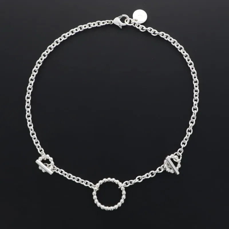 Secret de Cuir N°1426 collier bouée perlée argent plaqué