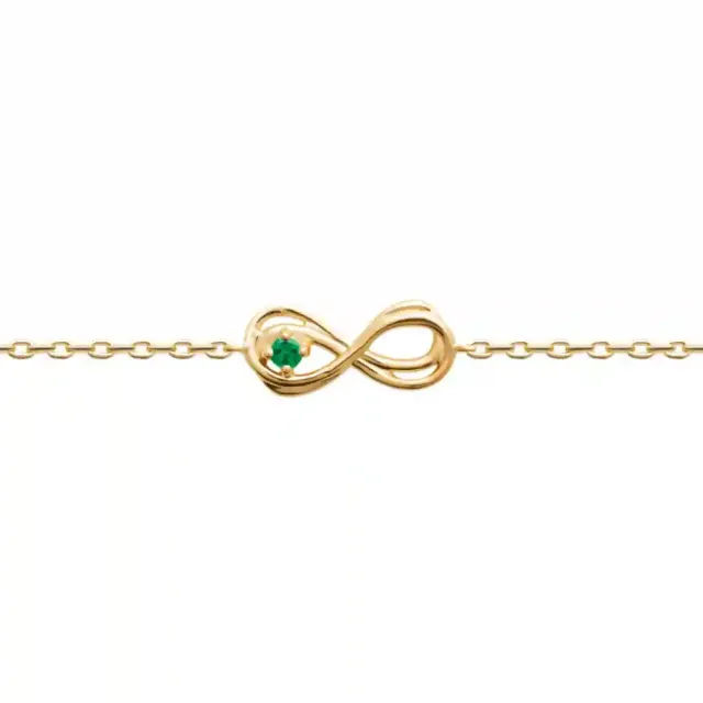 Oriana France bracelet infini plaqué or pierre verte