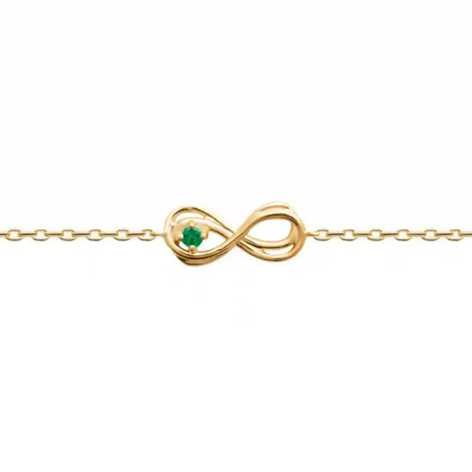 Oriana France bracelet infini plaqué or pierre verte