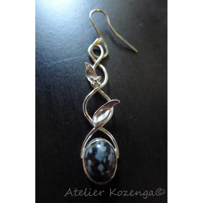 L'Atelier Kozenga Eleniel boucles d'oreilles argent obsidienne