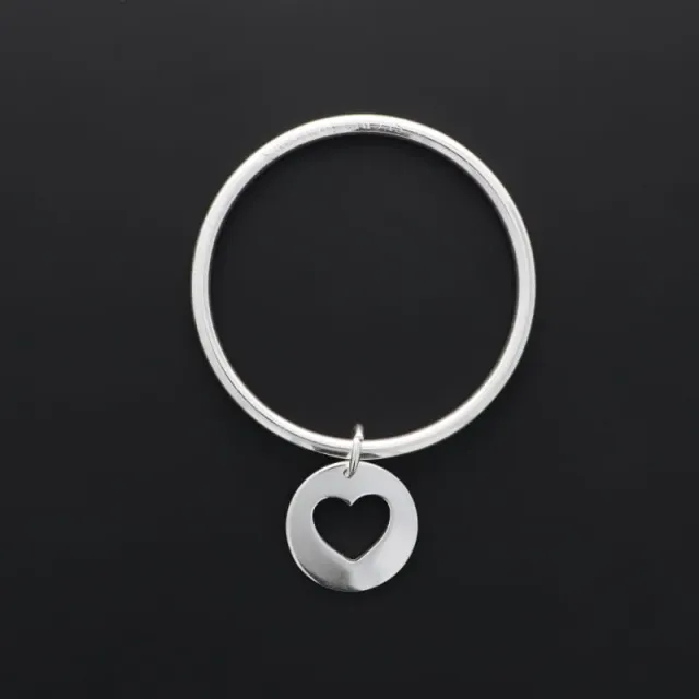 Secret de Cuir N°1332 jonc coeur évidé argenté