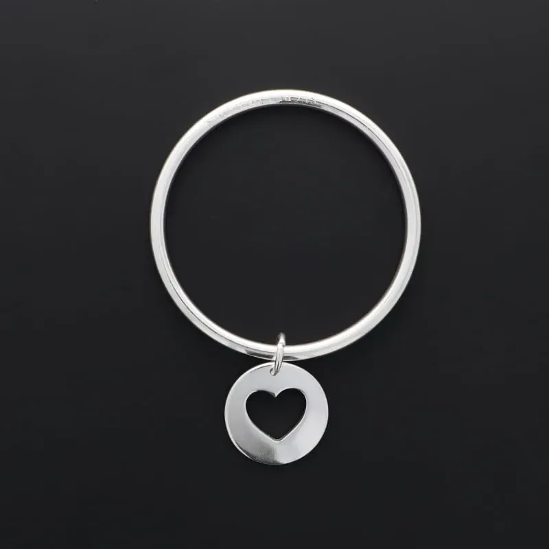 Secret de Cuir N°1332 jonc coeur évidé argenté