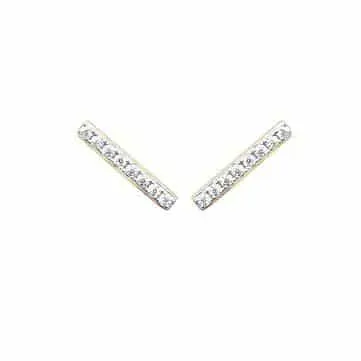 Oriana France boucles d'oreilles barre zircon plaqué or grimpantes