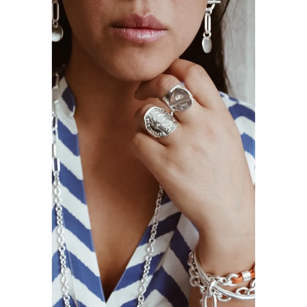 Secret de Cuir N°715 bague semeuse réglable argent