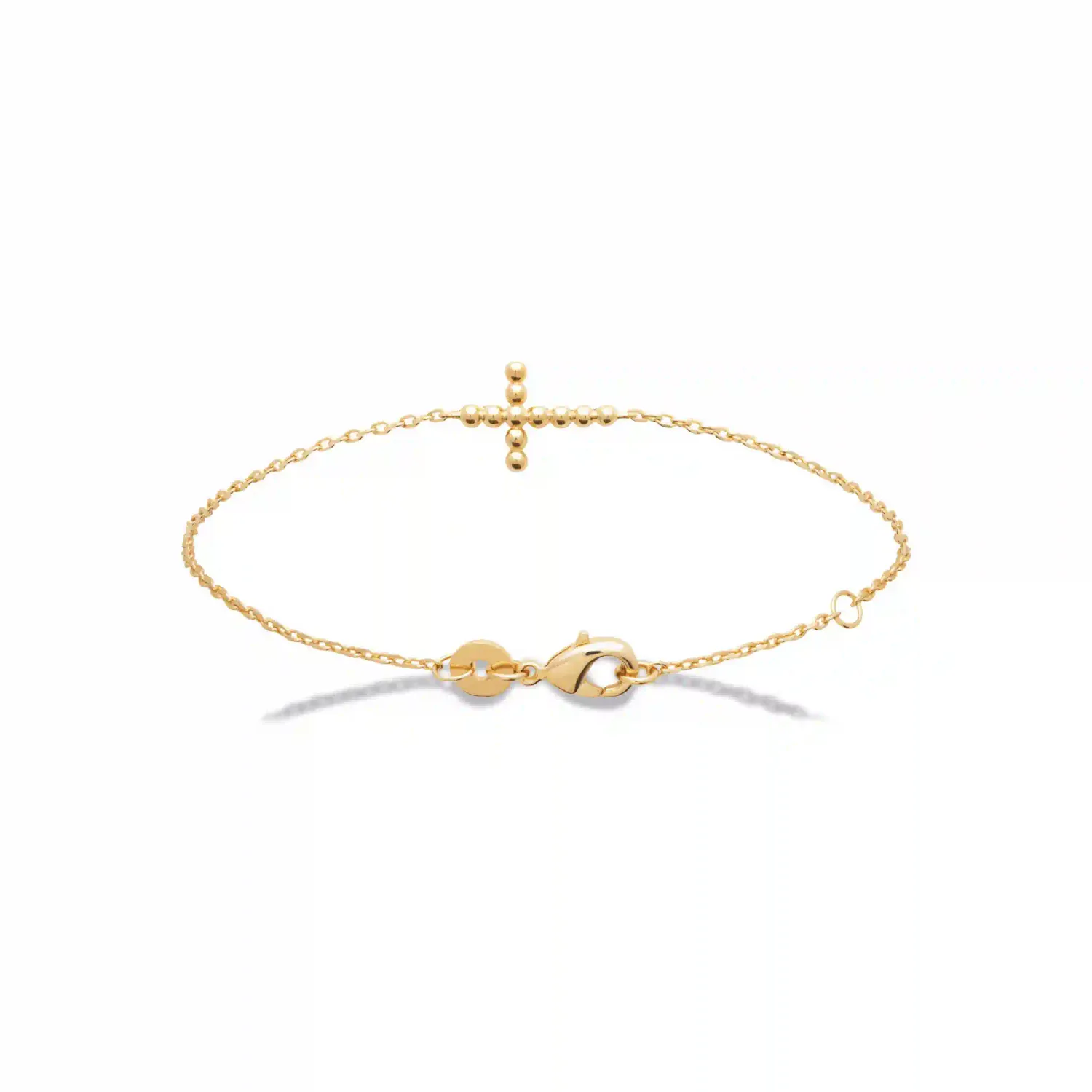 Oriana France croix bracelet plaqué or perles fines