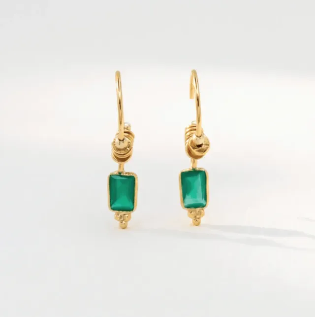 Elise Tsikis Lindale boucles d'oreilles émeraude pierres naturelles