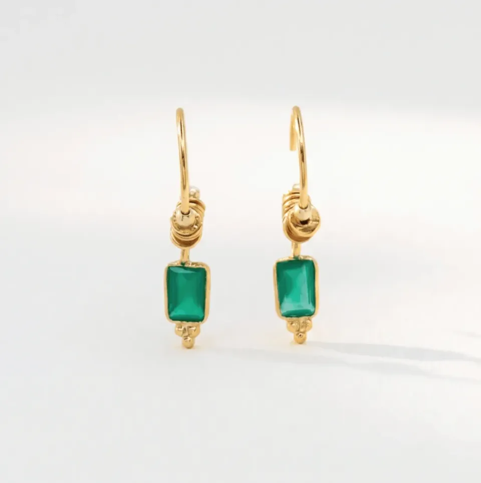 Elise Tsikis Lindale boucles d'oreilles émeraude pierres naturelles