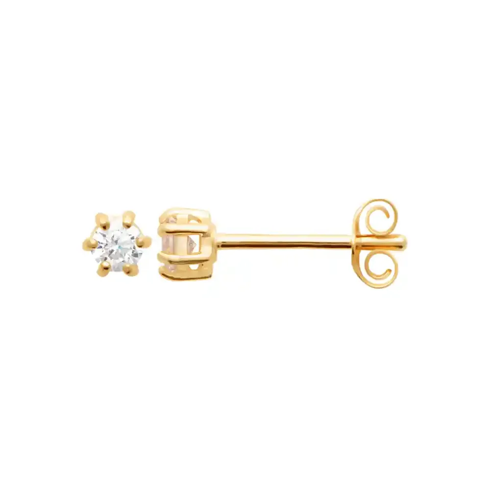Oriana France puces d'oreilles zircon plaqué or solitaire