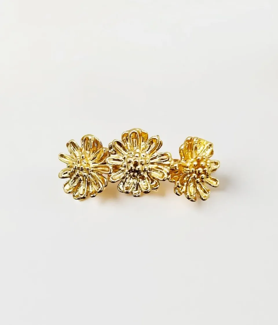 Elise Tsikis Marguerite Triple bague or jaune réglable