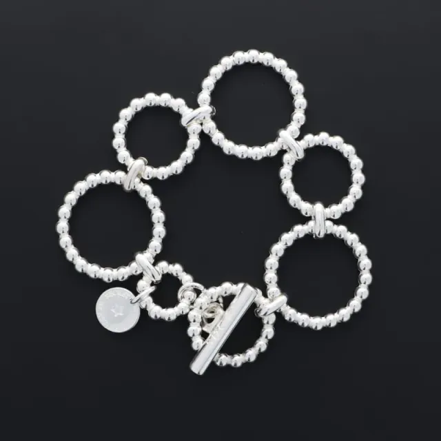 Secret de Cuir N°1339 bracelet ronds perlés argenté