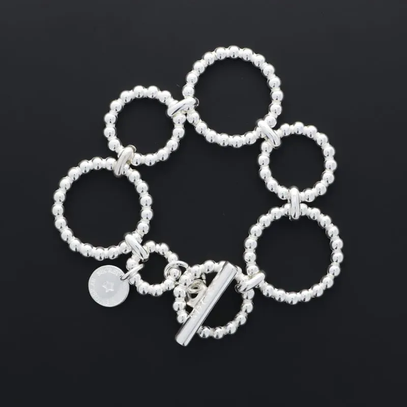 Secret de Cuir N°1339 bracelet ronds perlés argenté