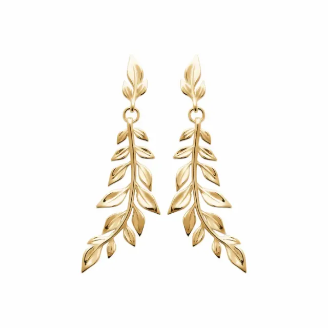 Oriana France laurier boucles pendantes plaqué or 18 carats