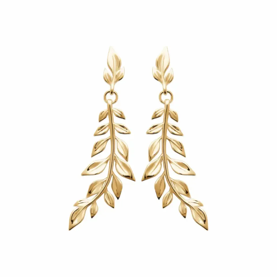 Oriana France laurier boucles pendantes plaqué or 18 carats