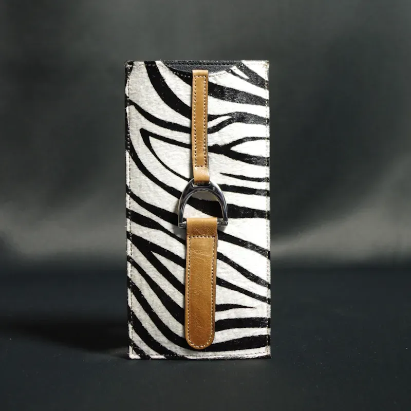 Secret de Cuir Etui étrier zèbre cuir vache argenté