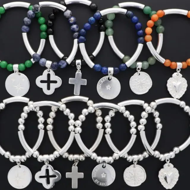 Secret de Cuir N°1343 bracelet élastique perles pierres