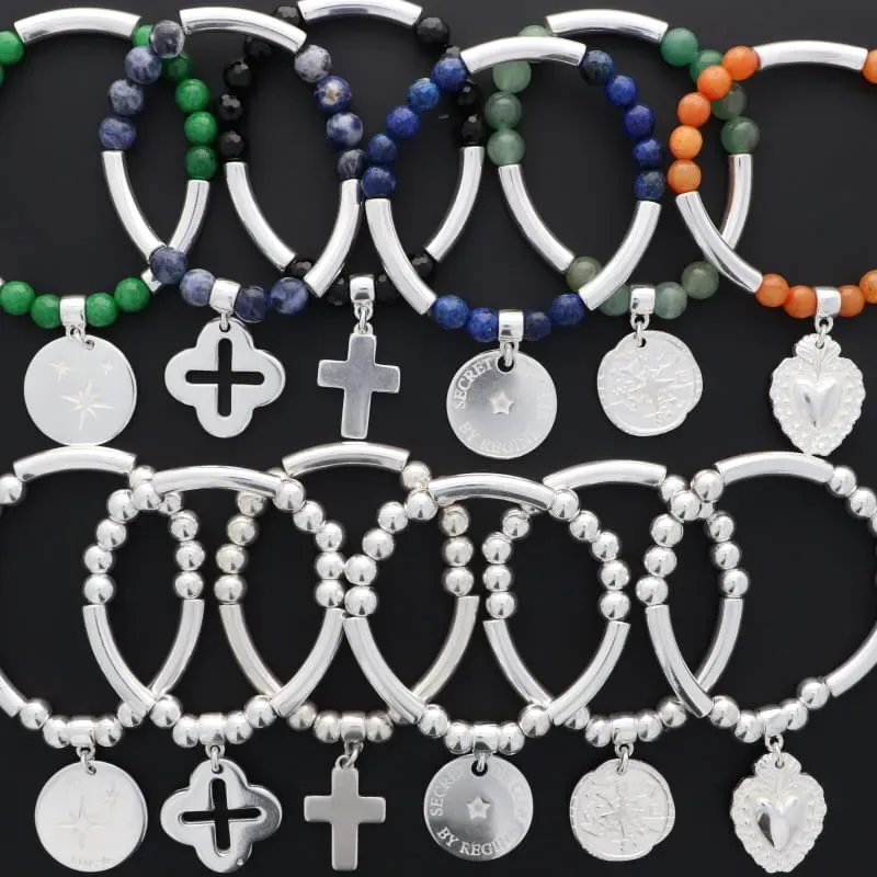 Secret de Cuir N°1343 bracelet élastique perles pierres