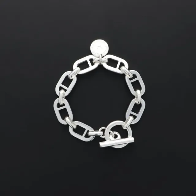 Secret de Cuir N°752 bracelet ovales plats argenté M L