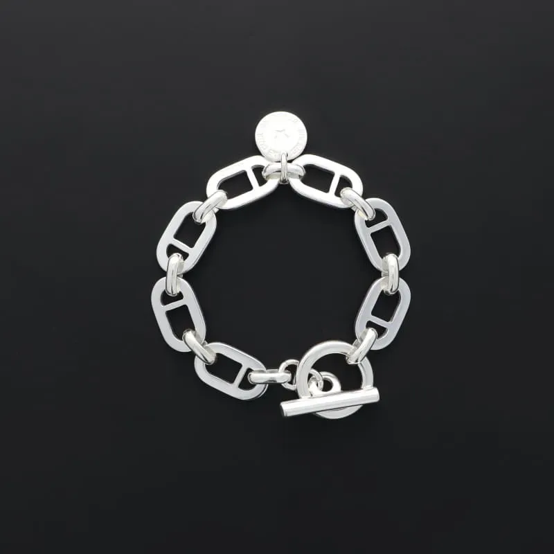 Secret de Cuir N°752 bracelet ovales plats argenté M L
