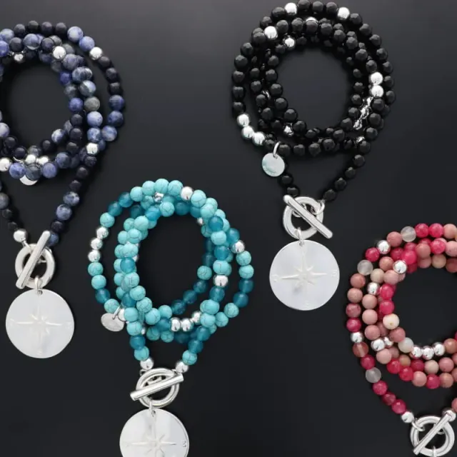 Secret de Cuir N°835 sautoir perles étoile du berger