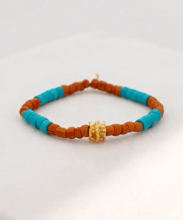 Elise Tsikis Graham bracelet élastique perle turquoise