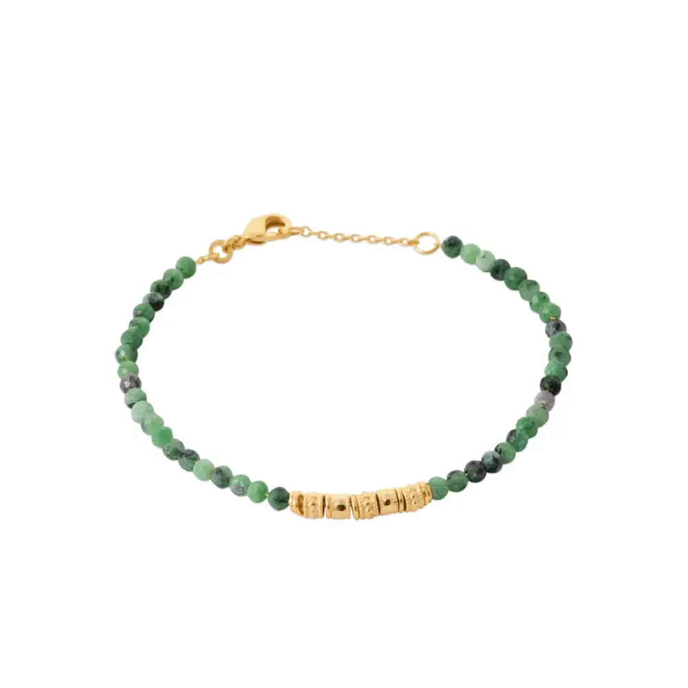 Oriana France bracelet plaqué or rubis zoïsite anneaux larges