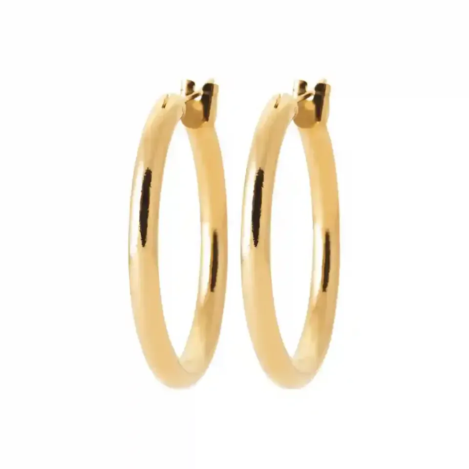Oriana France Créoles 30 mm Boucles d'Oreilles Plaqué Or